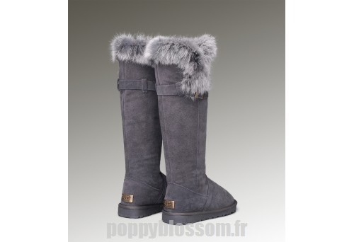 De style rafrachissant Ugg-223 bottes hautes en fourrure de renard gris